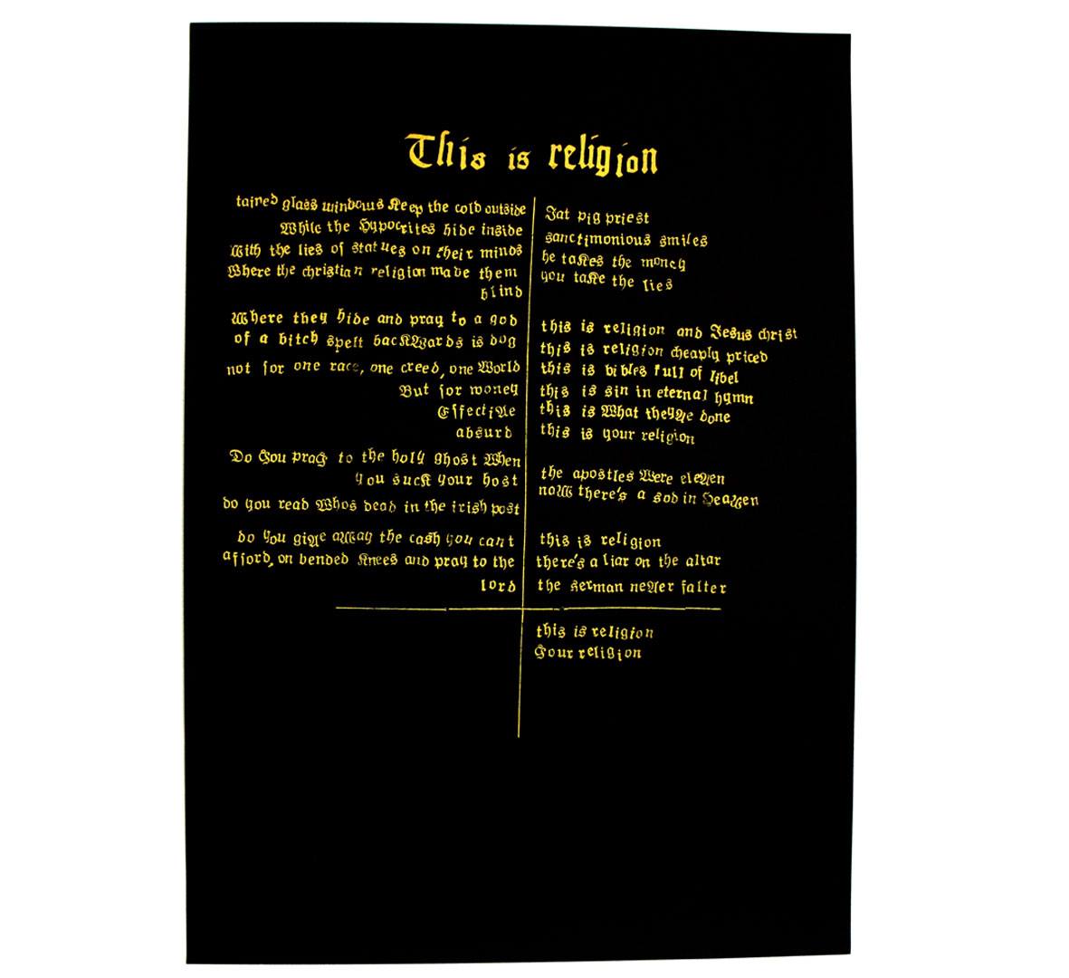 diveonreentry's tweet photo. Individual letters cut from a bible and rearranged to the lyrics of PiL's This is religion
#publicimagelimited #publicimageltd #johnnyrotten #gold #pil #religion #poster #indie #diy #screenprint #print #printmaking #art #illustration #thisisreligion #thisispil #firstissue https://t.co/ZiKgdAV8HK