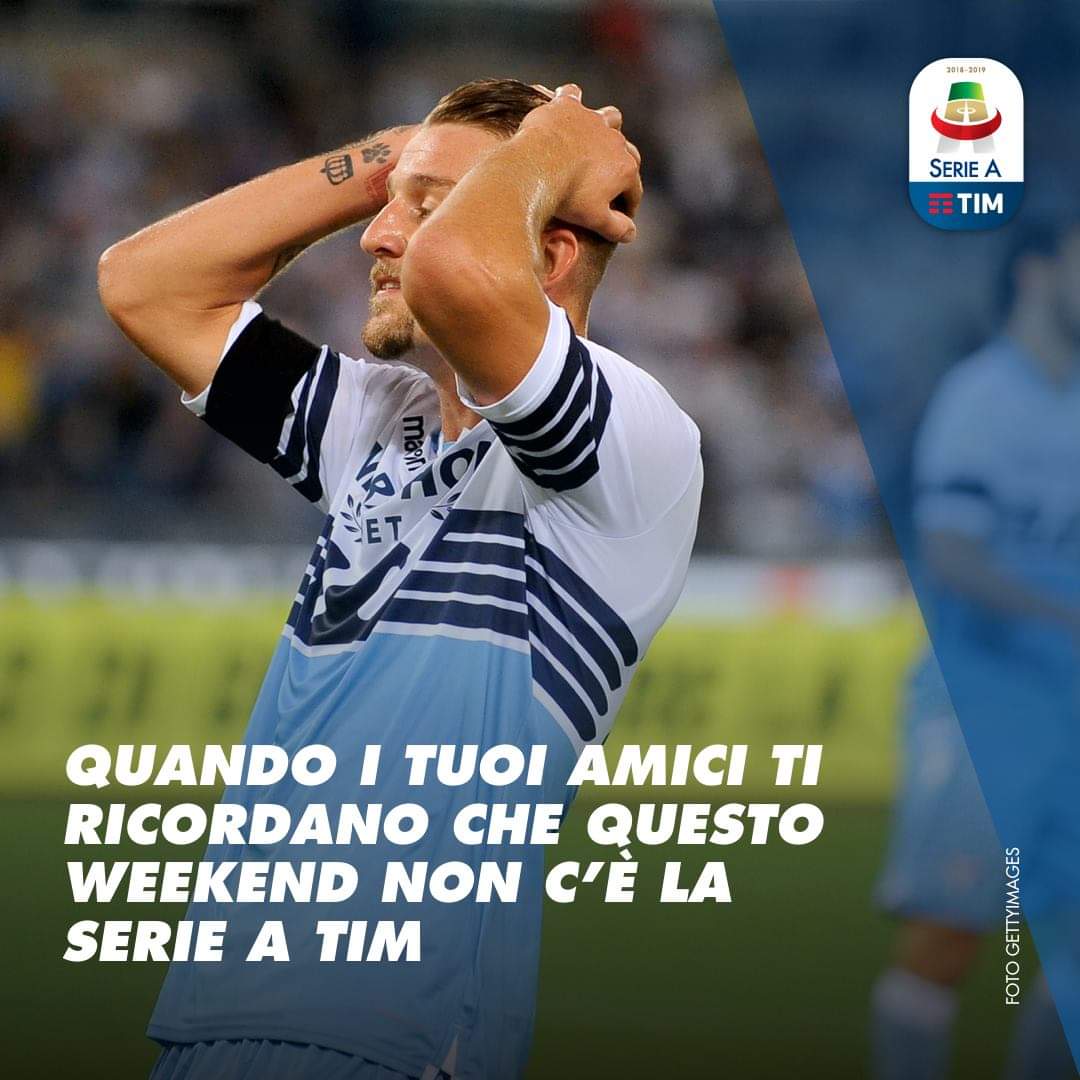 SSLAZIOFRANCE's tweet photo. Pour rappel , pas de match ce week end .... encore un week end sans notre lazio . #weekenddemerde #lazio #sslazio #forzalazziocarica #MilinkovicSavic #SerieA https://t.co/eydq802L5p