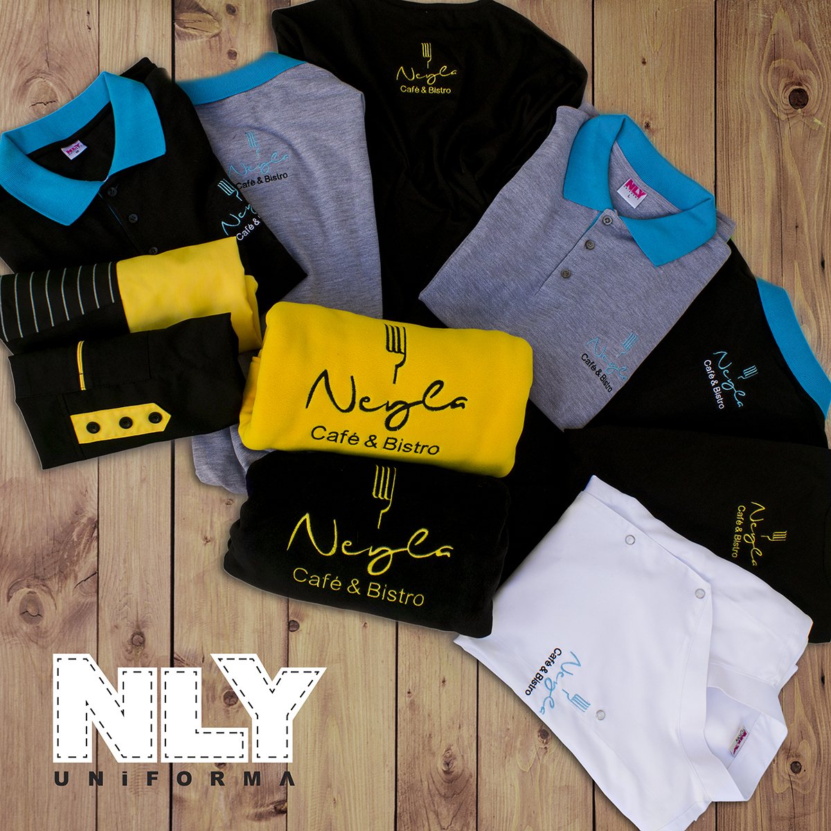 nlyuniforma's tweet photo. Neyla Cafe&amp;Bistro için tasarladığımız yeni koleksiyon ürünlerimiz teslim edildi.
#neylacafebistro #üniforma #önlük #apron #uniform #nlyuniforma #antalya  #chef #garson #asci #aşçıceketi #şef #mutfak #üniforması #profesyonel #kışlık #polar https://t.co/4VWb9ysj3N 0242 325 12 12 https://t.co/LQJ3zuzxWz