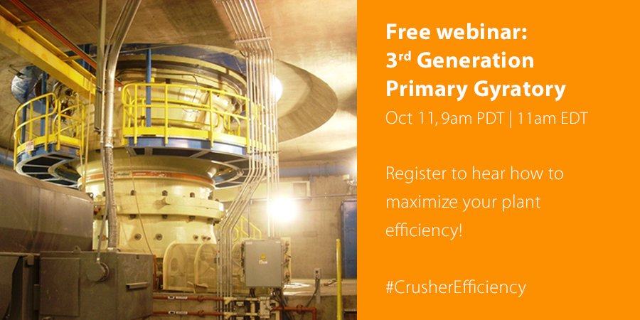 MetsoOfficial's tweet photo. Free #webinar today! Achieve +30% additional throughput and 70% reduction in downtime with 3rd Gen Primary #Gyratory โ find out how: https://t.co/eXEXpuiCbY #CrusherEfficiency #Crushing https://t.co/U7ujcE13Yd