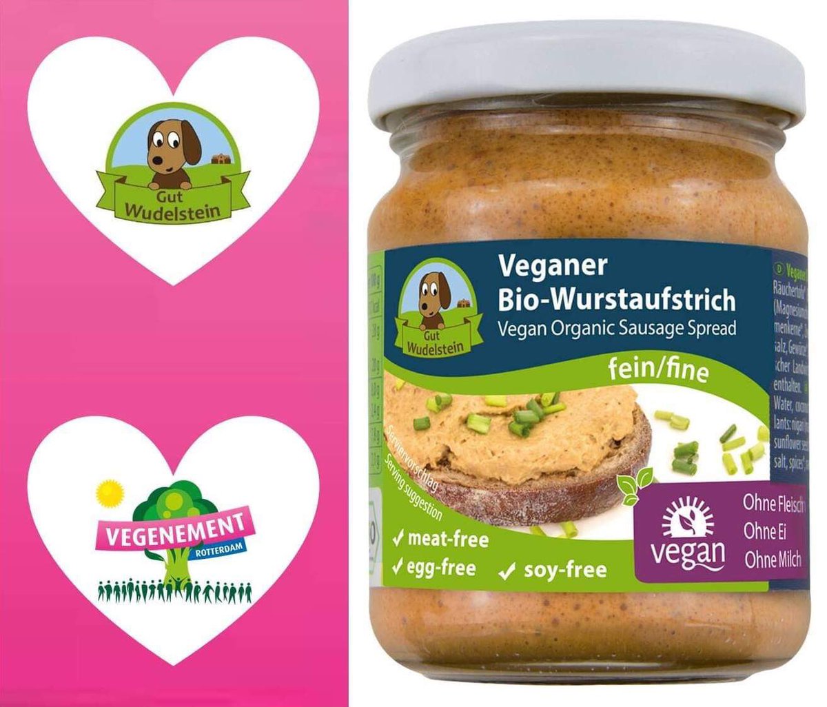 Vegenement's tweet photo. Gut Wudelstein Nederland houdt van het goede leven, maakt het ons een stukje makkelijker en is zó lekker! 😊  Dus als je vegan worst lust of weleens wat anders wil proberen, zorg dan dat je hun stand op Vegenement VegFestNL bezoekt. 🤗 @GutWudelsteinNL #vegenementvegvestnl https://t.co/GROp9DfY02