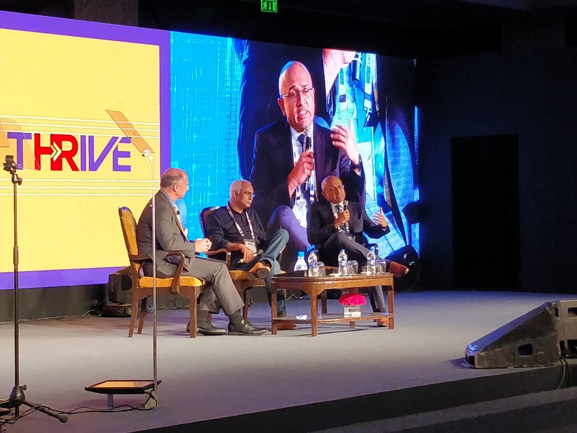 SHRMindia's tweet photo. "Our framework -with #HR as a partner- works on a set of values we call CHIP or Care, Humility, Integrity &amp; Passion, which drives leadership &amp; success"-  @ArjunaFortude, CEO, @FortudeCo at #SHRMIAC18. #THRIVE https://t.co/v5w4ds8fIM