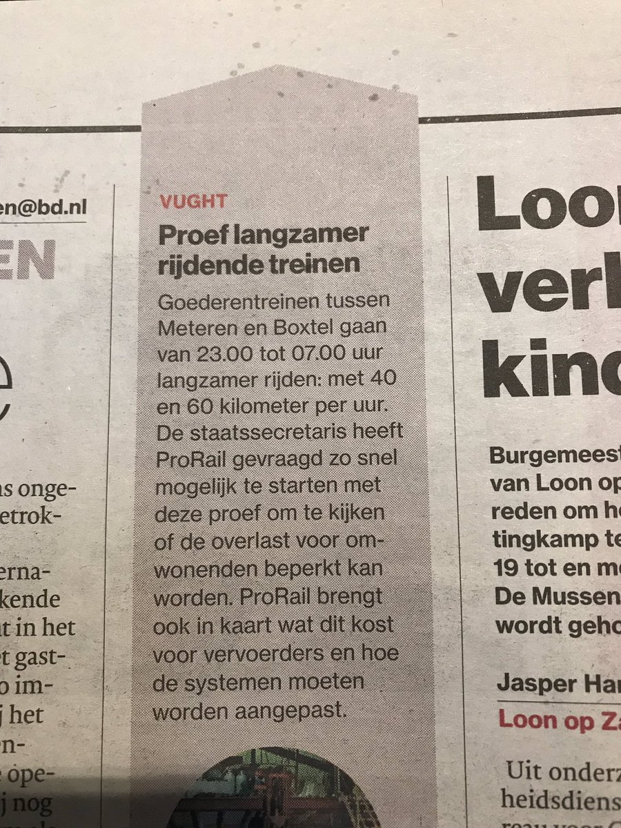 Proef met langzamer rijdende nachttreinen door Vught. Goed bezig <a href="/SvVeldhoven/">Stientje v Veldhoven</a>! Ze komt al snel haar beloften na na haar bezoek aan Vught in april.