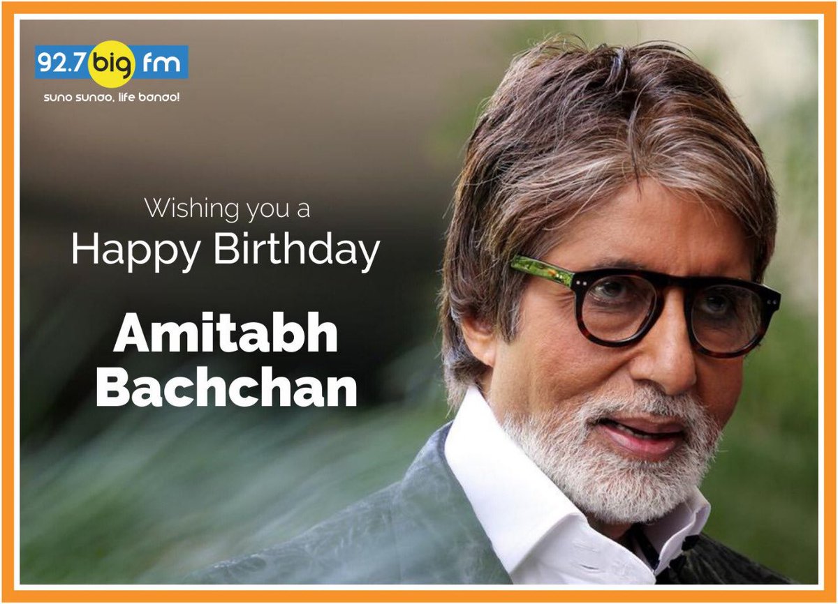 #HappyBirthdayAmitabhBachchan Sir. The Mahanayak of Indian Cinema. Wish You Lots Of Happiness & Good Health. Team @927BIGFM