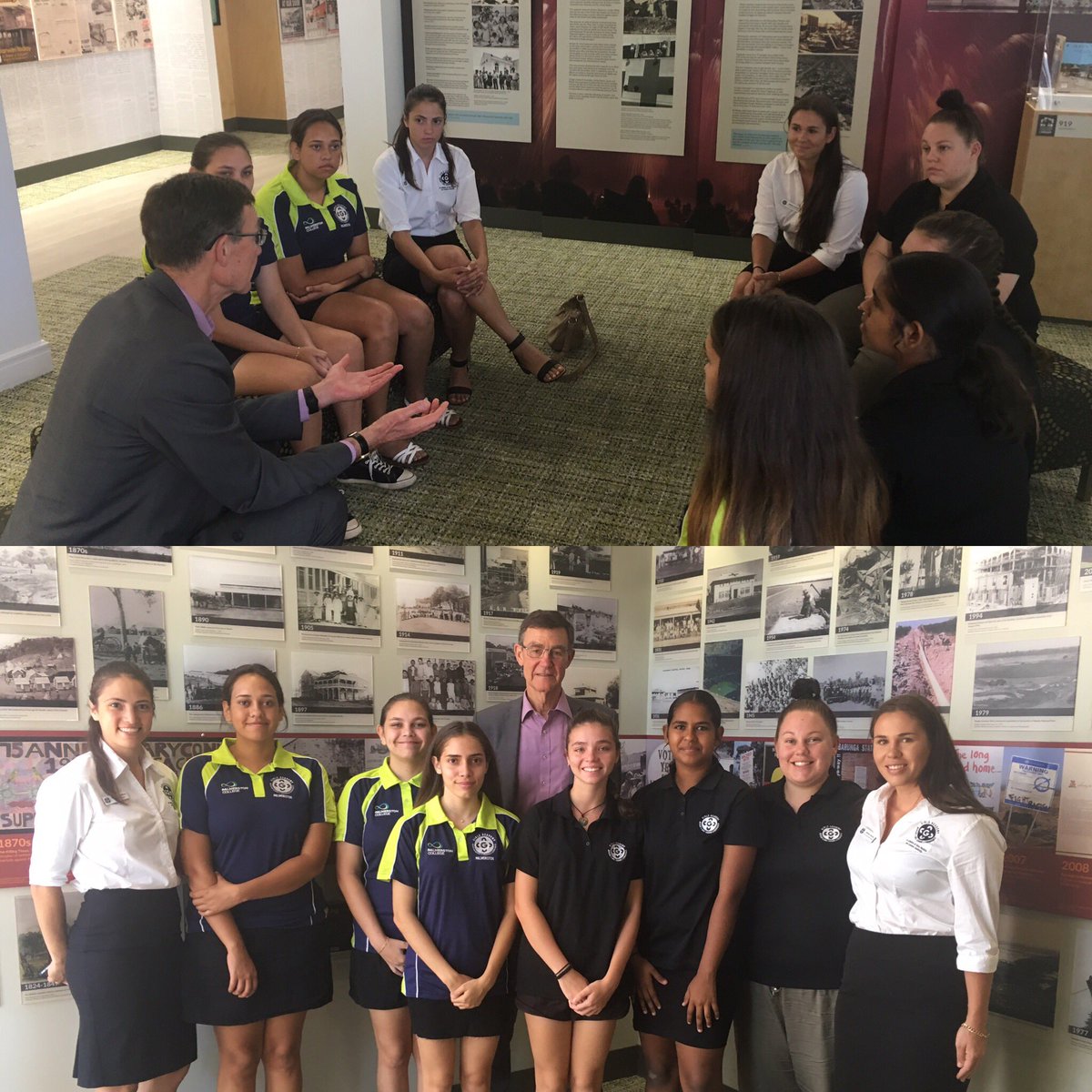 WensPech's tweet image. Sharing stories &amp;amp; hearing about career aspirations from emerging leaders from the Palmerston Senior College &amp;amp; Taminmin @theGirlsAcademy with Sir Angus Houston @NTLibrary #WomenFastForward #BoundlessPossible