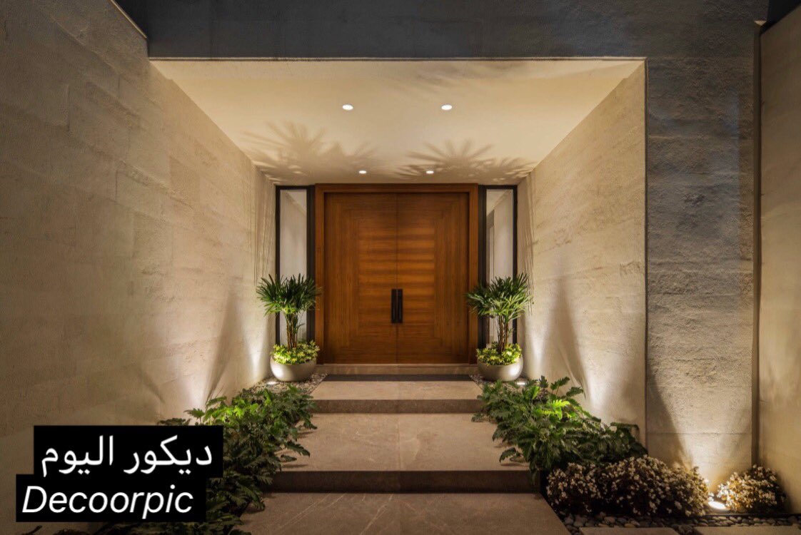 ديكورات اليوم رقم تويتر 1 تصميم واجهة خارجية بمدخل جميل وحمام سباحة خارجي وواجهات خارجية