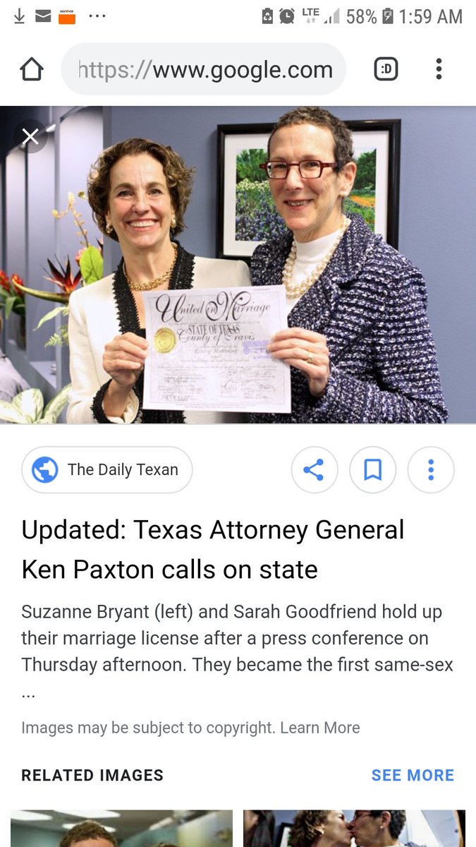 tejaswoman's tweet photo. @Jar_O_Cats @TurnipYam 2/ Also here in Texas, we have a jackass of an #AttyGen who thought it his duty not only to ask the state supreme court  to issue an injunction to keep a woman from marrying her dying wife and the days before the decision, but to treat that injunction as a legal emergency. https://t.co/n4KDnjCAsR