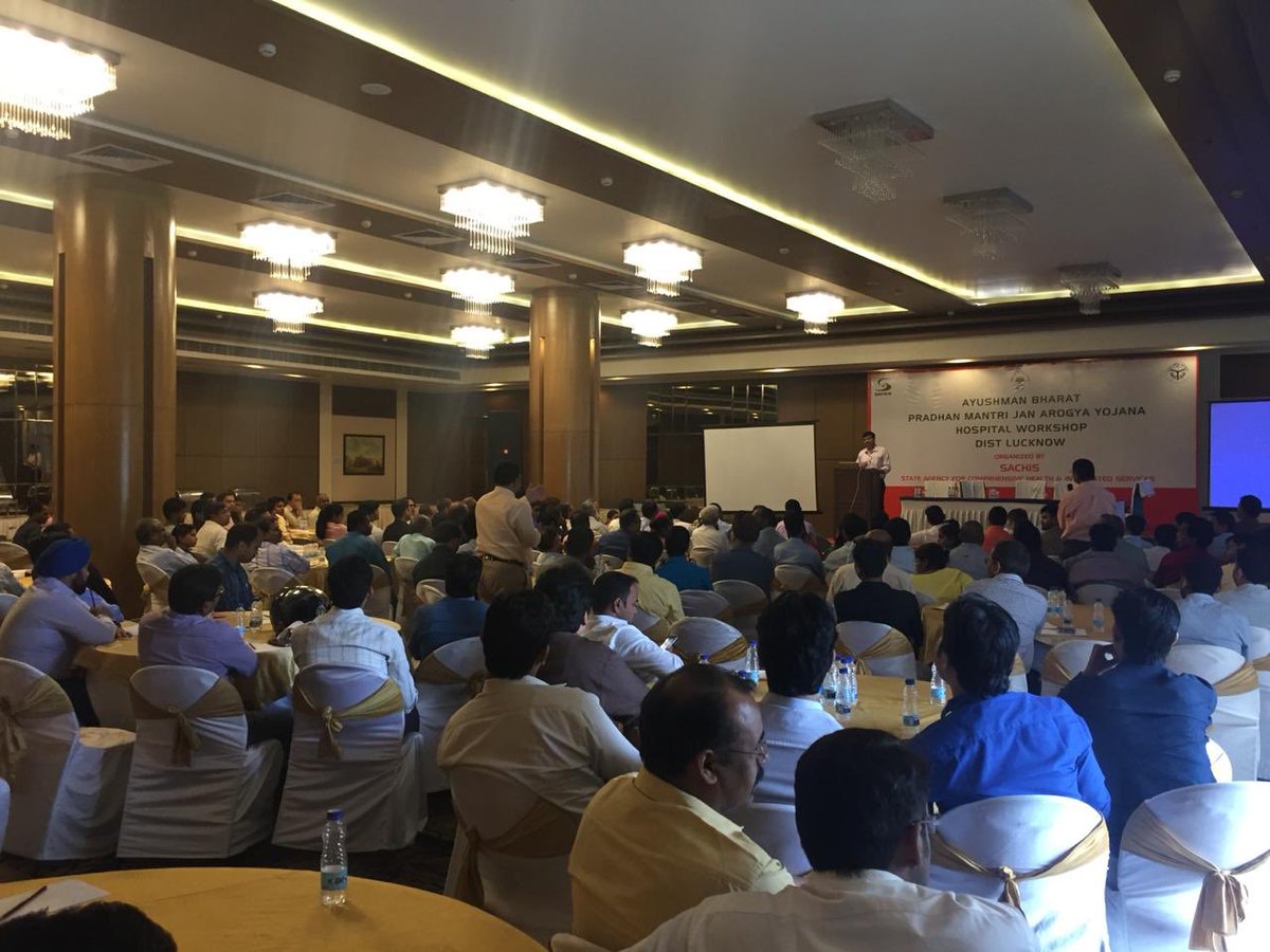 Indu Bhushan (@ibhushan) on Twitter photo Private hospitals are the backbone of #AyushmanBharat. First of the 4 #PMJAY workshops for pvt hospitals in UP going on in #Lucknow today and tomorrow. 76 hospitals, from 14 districts covering 33 lakh+ beneficiaries, are participating. <a href="/PMOIndia/">PMO India</a> <a href="/JPNadda/">Jagat Prakash Nadda</a> <a href="/amitabhk87/">Amitabh Kant</a> <a href="/AyushmanNHA/">National Health Authority (NHA)</a> Private hospitals are the backbone of #AyushmanBharat. First of the 4 #PMJAY workshops for pvt hospitals in UP going on in #Lucknow today and tomorrow. 76 hospitals, from 14 districts covering 33 lakh+ beneficiaries, are participating. <a href="/PMOIndia/">PMO India</a> <a href="/JPNadda/">Jagat Prakash Nadda</a> <a href="/amitabhk87/">Amitabh Kant</a> <a href="/AyushmanNHA/">National Health Authority (NHA)</a>
