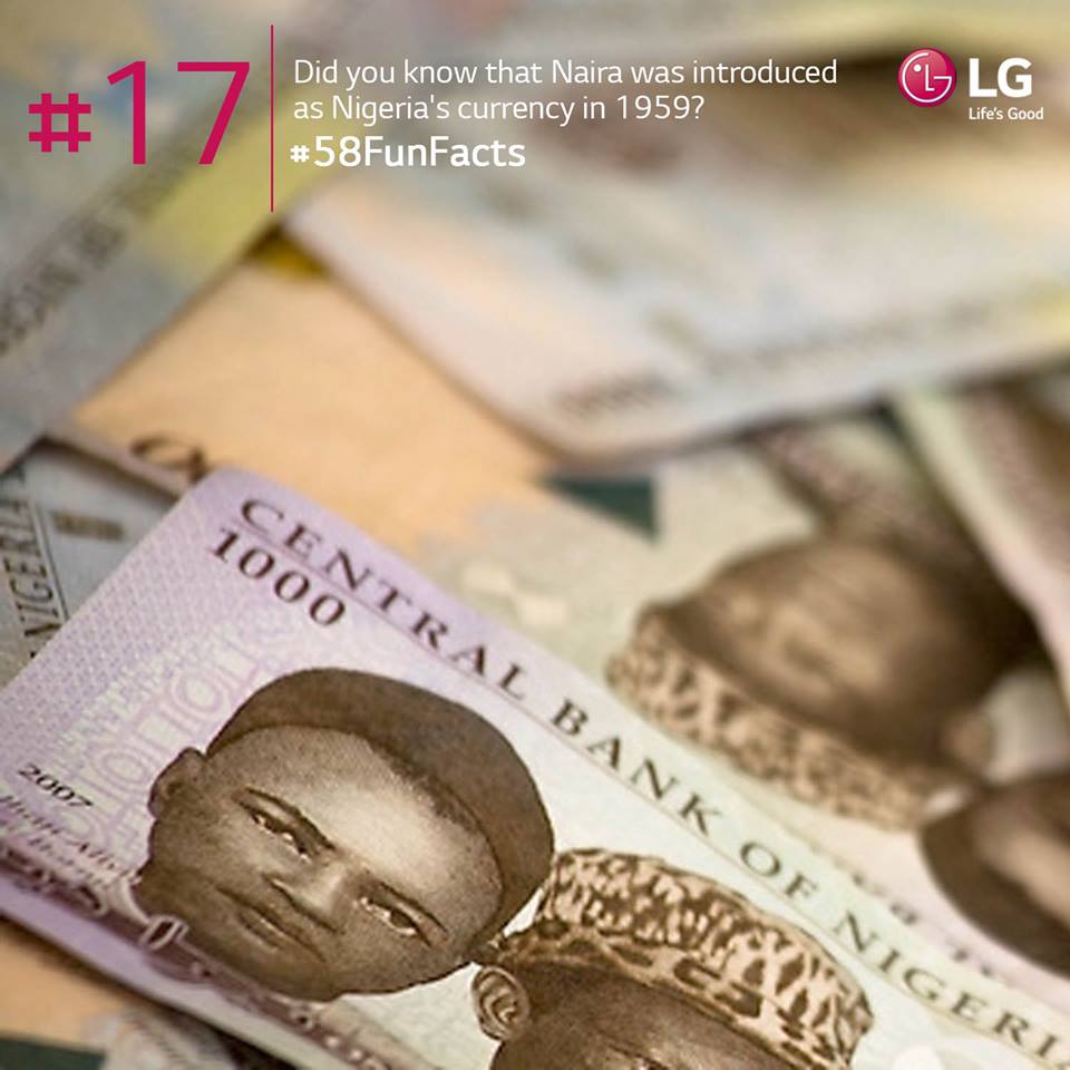 Fouani_Nig's tweet photo. Did you know that Naira was introduced as Nigeria's currency in 1959? Before independence, Nigeria used British pound sterling for trading. Get value for your money. Buy LG appliances to enjoy premium innovation and luxury. #LG58FunFacts #Naija58 #LifeisGood https://t.co/yd69eysNMe