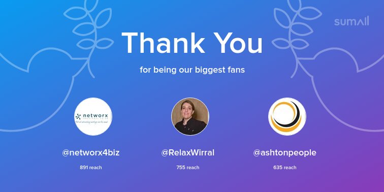 LtdJsf's tweet photo. Our biggest fans this week: @networx4biz, @RelaxWirral, @ashtonpeople. Thank you! via https://t.co/U0VATuJDhT https://t.co/ViwrbA2K4T