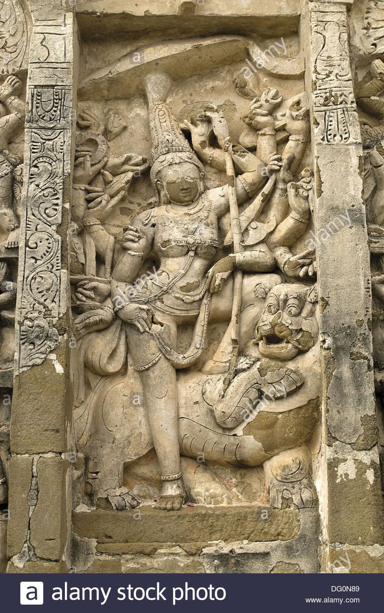  #Goddess  #Devi  #Durga  #sculpture in  #Kailasanatha  #temple in  #Kanchipuram,  #TamilNadu, India. The temple was built by  #Pallava  #King  #DeviMahatmya was always prevalent all over our  #Bharatvarsh we are  #bhartiya #Happy  #Navratri #IndianSculpturec: alamy