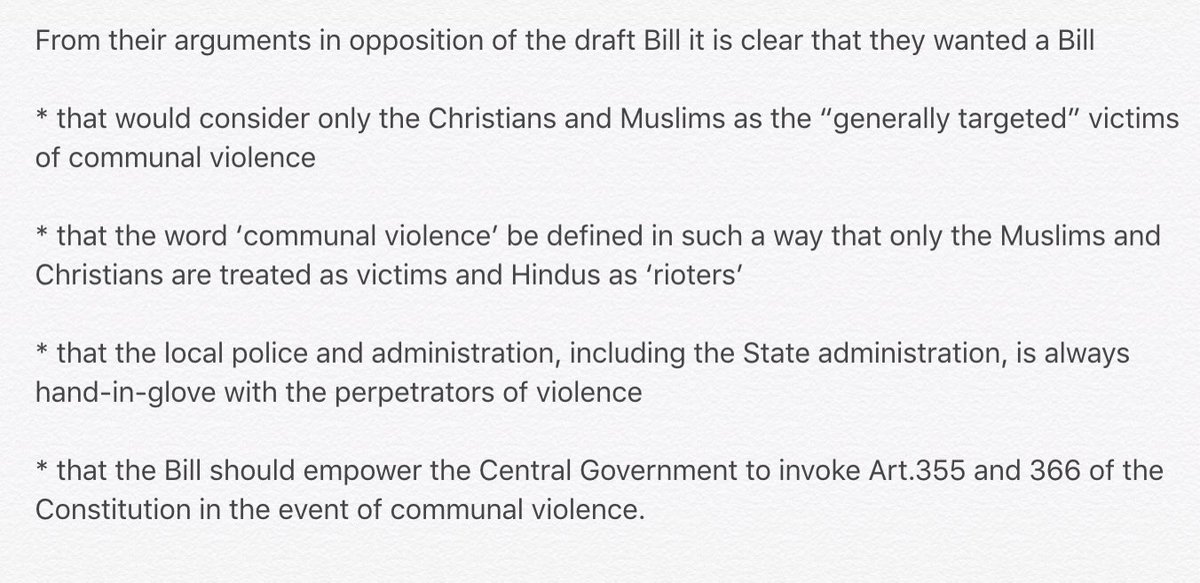 The synchronised opposition to the Prevention of Communal Violence Bill – 2005 as well as amended Prevention of Communal Violence Bill – 2009 by Muslim,Christian&Civil Society bodies raised doubts on their intent.What did they want in the  #CommunalViolenceBill ?