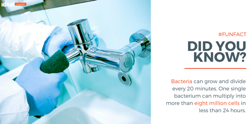 #FunFact

Bacteria can grow and divide every 20 minutes. One single bacterium can multiply into more than eight million cells in less than 24 hours.

#InfectionControl #OfficeHygiene