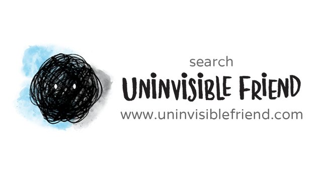 Illustration of dot and the website address www.uninvisiblefriend.com