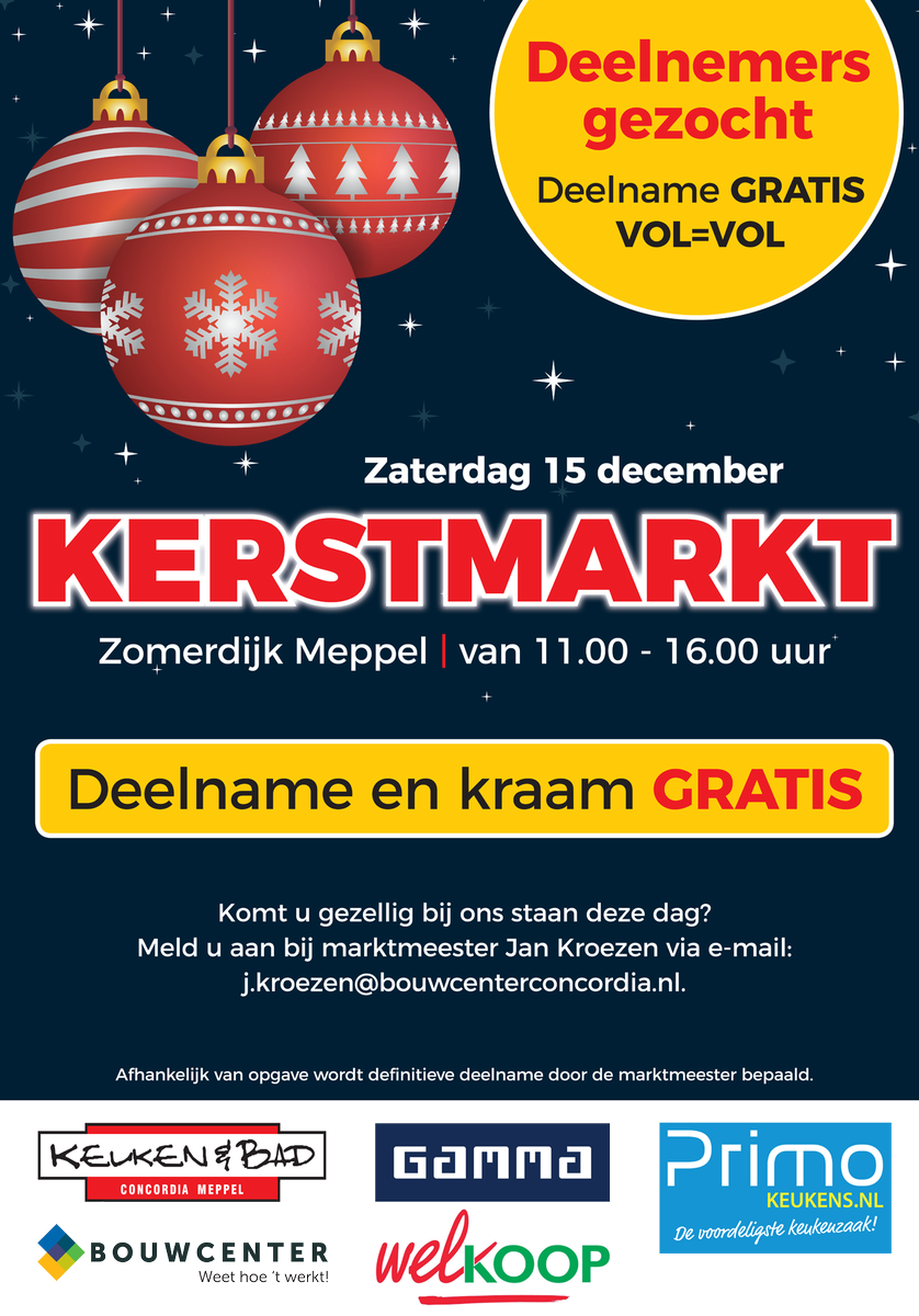 De dagen worden al weer korter, de ochtenden weer kouder.... kortom: tijd om #plannen te maken voor de #feestdagen die er weer aankomen. 

Schrijf je daarom nu in voor de #gratis, maar vooral supergezellige #kerstmarkt op zaterdag 15 december a.s.