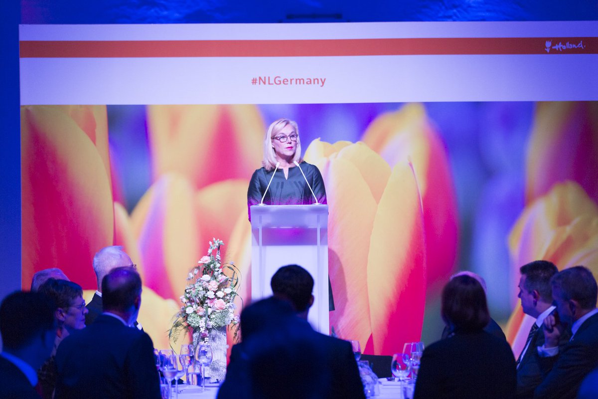 Minister <a href="/SigridKaag/">Sigrid Kaag</a> stresses the need for cooperation in yesterday's Trade Dinner speech: "When you consider the global challenges we face – climate change, food insecurity, loss of biodiversity – a joint approach is the only way forward." #NLGermany