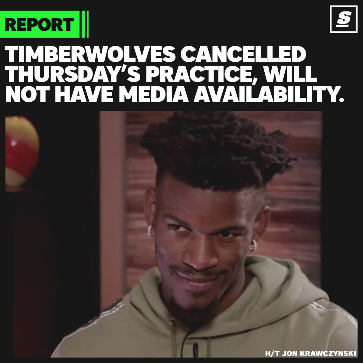 theScore's tweet photo. T'Wolves don't want to talk about yesterday's practice. 😬 https://t.co/AtMe0FGWvX
