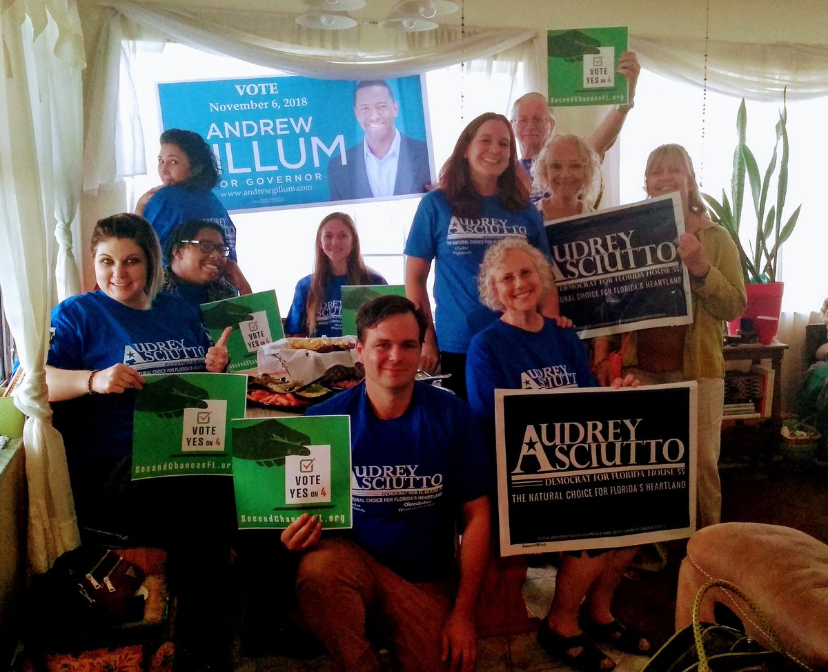AudreyForFl55's tweet photo. I am proud that every member of my team wants to #restorethevote
Vote yes on Amendment 4. https://t.co/oBogIyyOEX