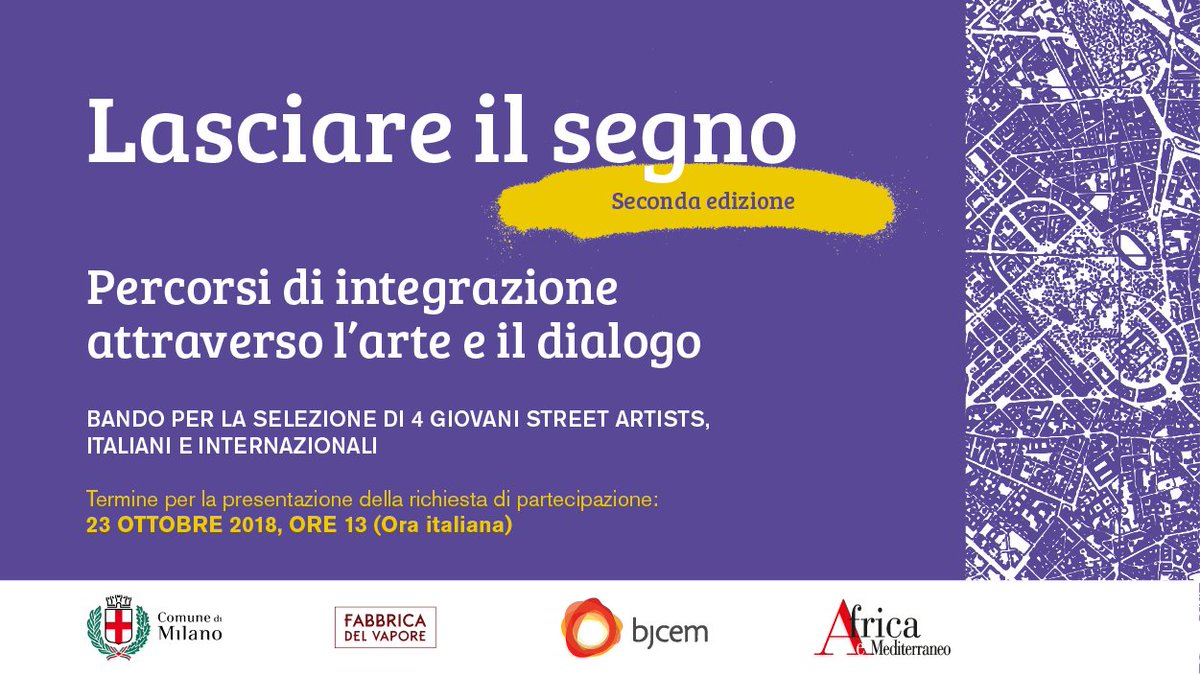 Afrmed's tweet photo. Sei un giovane artista con la passione per la street art? 🎨

Partecipa a "Lasciare il segno", il progetto che realizziamo con @Bjcem e @FdVMilano.  Scopri il bando e mettiti in gioco, c'è tempo fino al 
23 ottobre 👉 https://t.co/cHFcsndWFw https://t.co/eOp65p3vgn