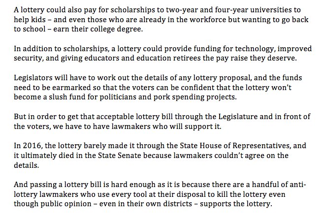 RepCraigFord's tweet photo. Who you vote for in November could decide if you get to vote for a lottery later on #alpolitics https://t.co/D6tZFYyRAa