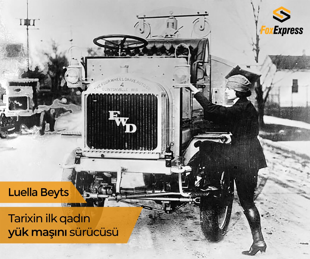foxexpress_az's tweet photo. Sürücünün erkəyi, dişisi olmaz. 
Luella Beyts tarixə adını ilk qadın yük maşını 🚛 sürücüsü kimi yazdırmışdır.
#FoxExpress #LuellaBeyts #YukMasini #Yukdasima #Surucu https://t.co/c0JIxxTuG8