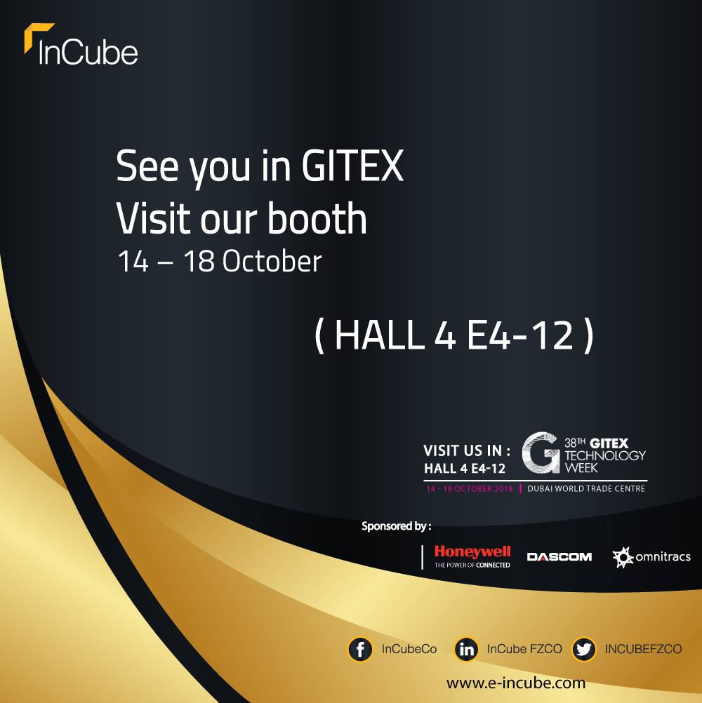 INCUBEFZCO's tweet photo. Only 3 days left till Gitex! We will be located at Hall 4E4-12 !
Come visit us and check out what we have planned for the future, as we look to change tomorrow today!

#InCube2018 #SupplyChain #Gitex #Sonic #InCube #mobility #Honeywell #Omnitracs #Dascom #Future #Gitex2018 https://t.co/z3MfixyDYz