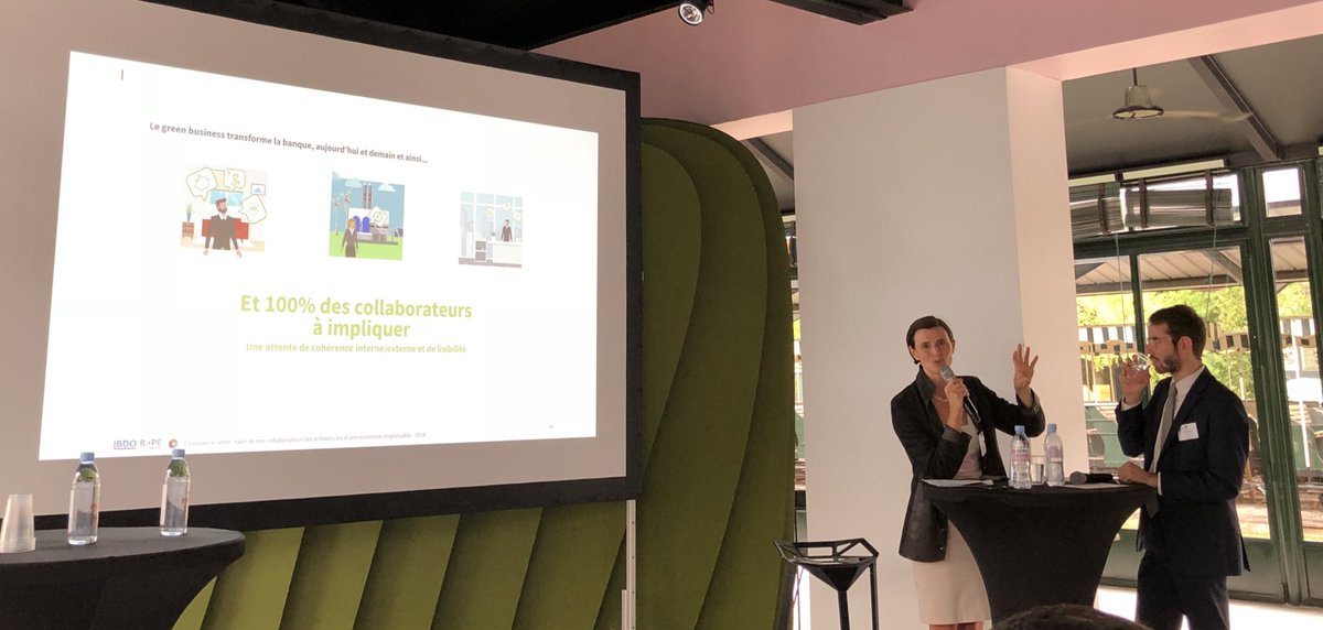 AlineCannesson's tweet photo. 66% des collaborateurs des banques impactées directement dans leur métier par le #Green business ➡️ et 100% à impliquer dans la transformation durable 🌍 #obscolloque #obsgreen @BDO_BIPE_Adv https://t.co/nZ55bbrL7N