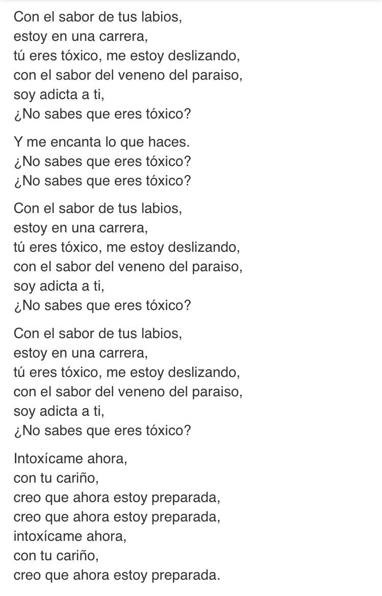 X 上的ana 🦇🏴󠁧󠁢󠁥󠁮󠁧󠁿：「LA LETRA DE TOXIC WIG #OTDirecto11OCT   / X