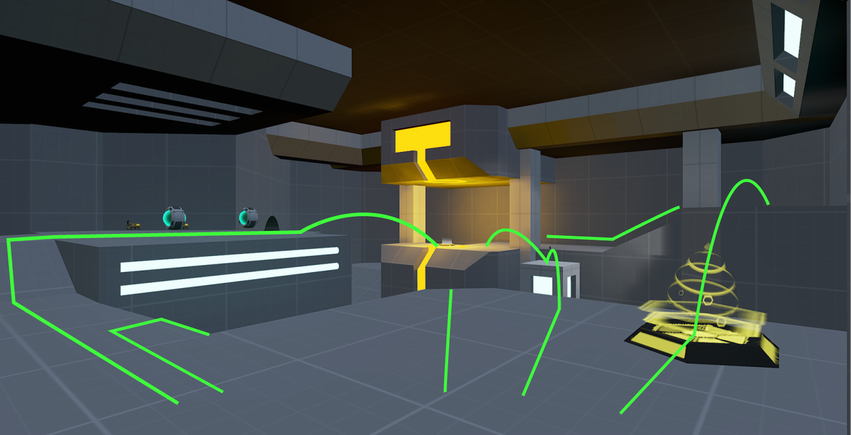 BoersmaBartJan's tweet photo. #Blocktober Working on refining readability on my UT level, through the use of light, (red) Focal lines, (green) Paths options the player can see and take advantage of. (First image old) Thank you @MaxPears for the feedback! https://t.co/UMaqKusqpJ