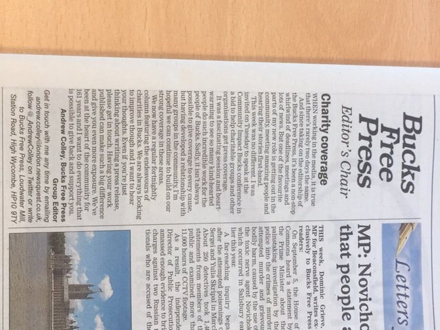 CommunityBucks's tweet photo. Lovely write up from @_AndrewColley , Group Editor of the @bucksfreepress  on the conference last week #gettingyourvoiceheard, with a promise to include a fortnightly column about the endeavours of #charities in #Bucks. #ThursdayThanks  https://t.co/HO35JWQY7w https://t.co/iyAl8SB6Dc