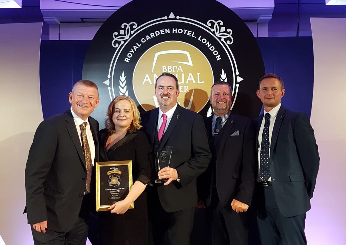 We're absolutely delighted to tell you that we have won the hat trick for Heart of the Community award!! Thanks to <a href="/beerandpub/">British Beer & Pub Association</a> for the award and a special THANKS to all of our staff and customers for their enormous support and fantastic fundraising for our charity appeals. 🍻👏