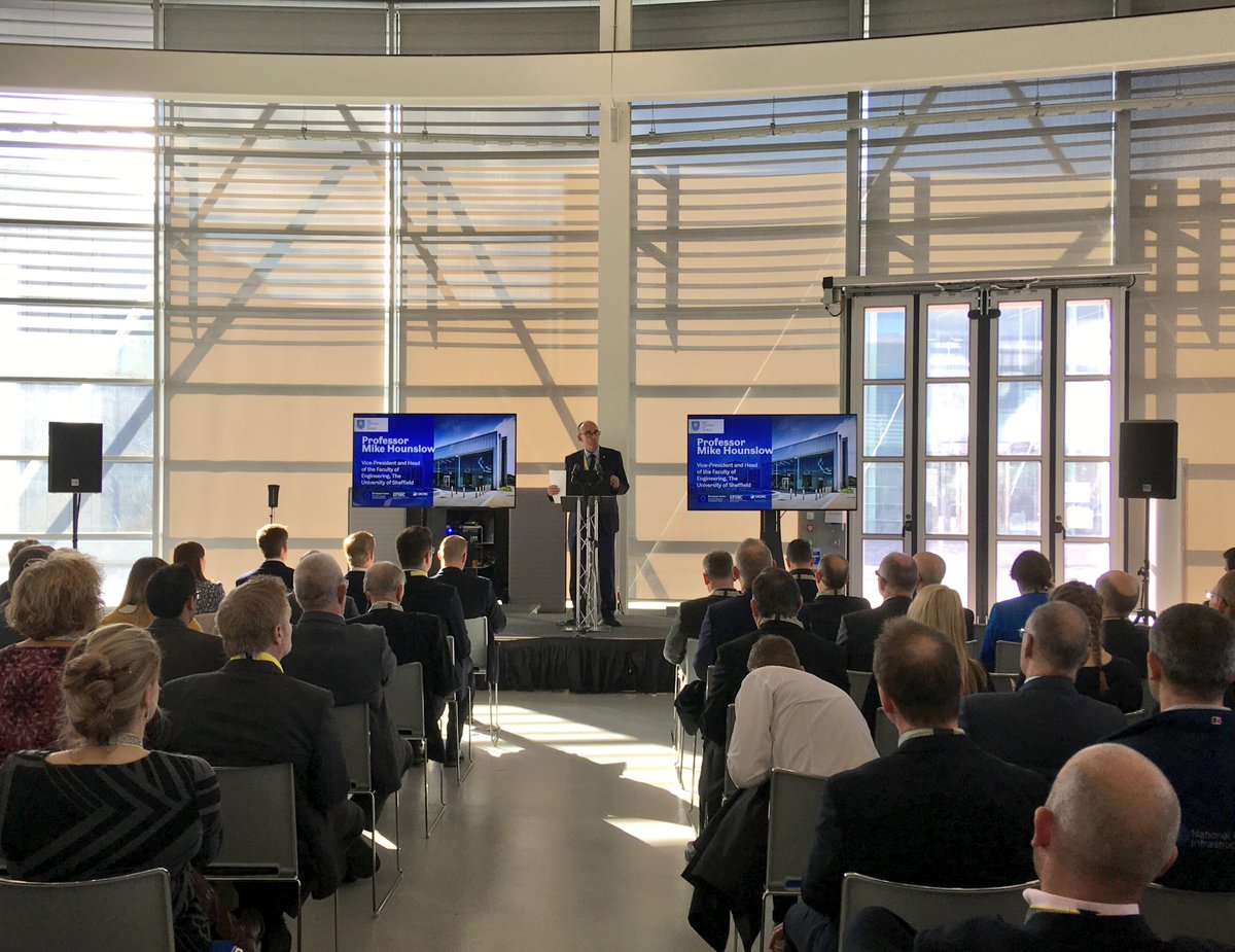 Prof. Mike Hounslow launching 3 new <a href="/sheffielduni/">The University of Sheffield</a> R&amp;D facilities at AMRC Factory 2050 today. “One of the most significant partnerships for the uni is industry.” The centres on site will together provide a seamless R&amp;D capability for our industrial partners.