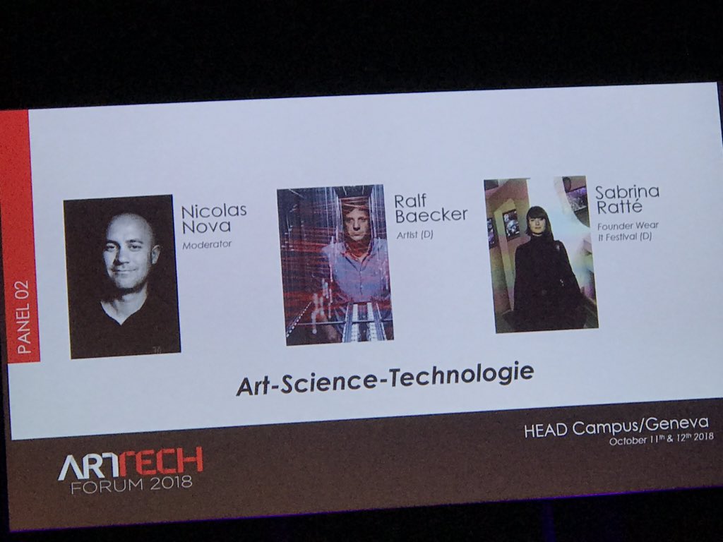 abiroreibi's tweet photo. Super cool to see @nicolasnova on stage moderating a panel on #art #science #technolgie #artechforum @HEADGENEVE https://t.co/aARbTtQgSW