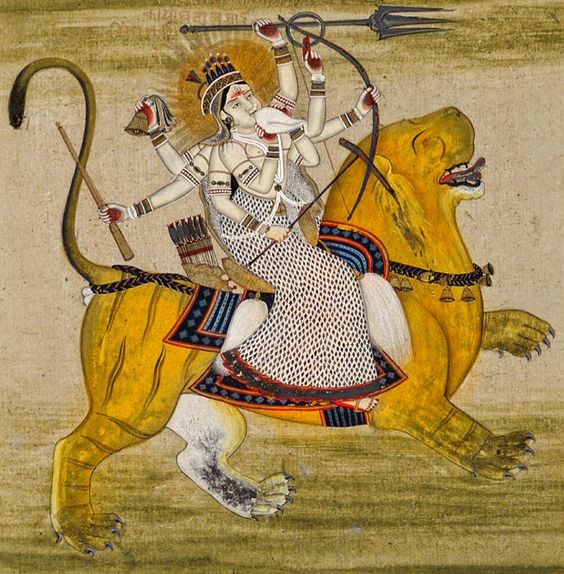  #Devi  #Durga  #Rajasthan #Singhvahinidestroyer of Shunga nishunga #Navratri #DeviMahatmya #Indianpainting #miniaturepainting