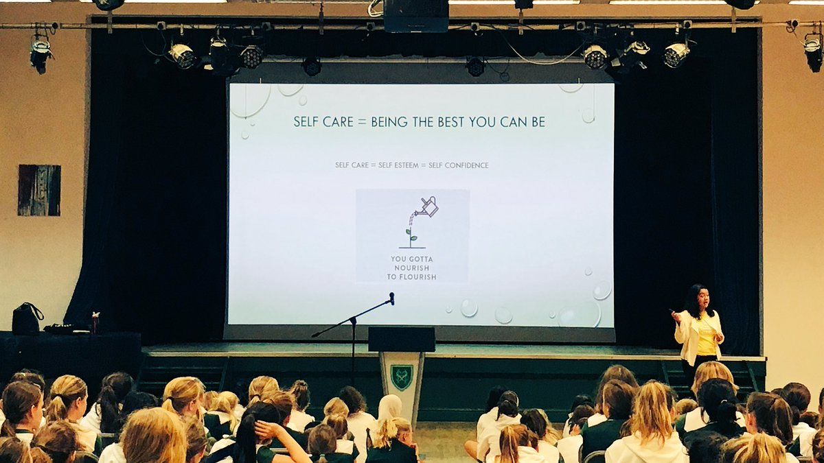 SHSYear8's tweet photo. @lqcoach usually works with executive teams to set goals but today she shared that wisdom with our girls @SurbitonHigh so that they can carry those skills with them from today; highlighting that you don’t achieve your goals without self-care @SHSYear7 #perma #scopeday https://t.co/gHJi58XilP