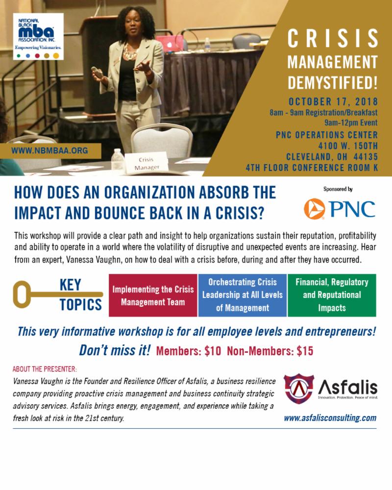 CLE_BLACKMBA's tweet photo. Crisis Management Demystified: Registration Deadline Extended https://t.co/kJ3MM63F89 https://t.co/akY6v3YhZS