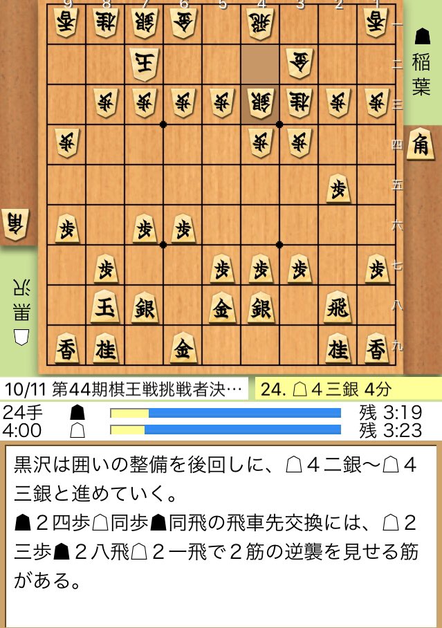 ディスクール on Twitter "【角交換振り飛車】 本日の稲葉‐黒沢(棋王)戦で、黒沢五段は角交換振り飛車