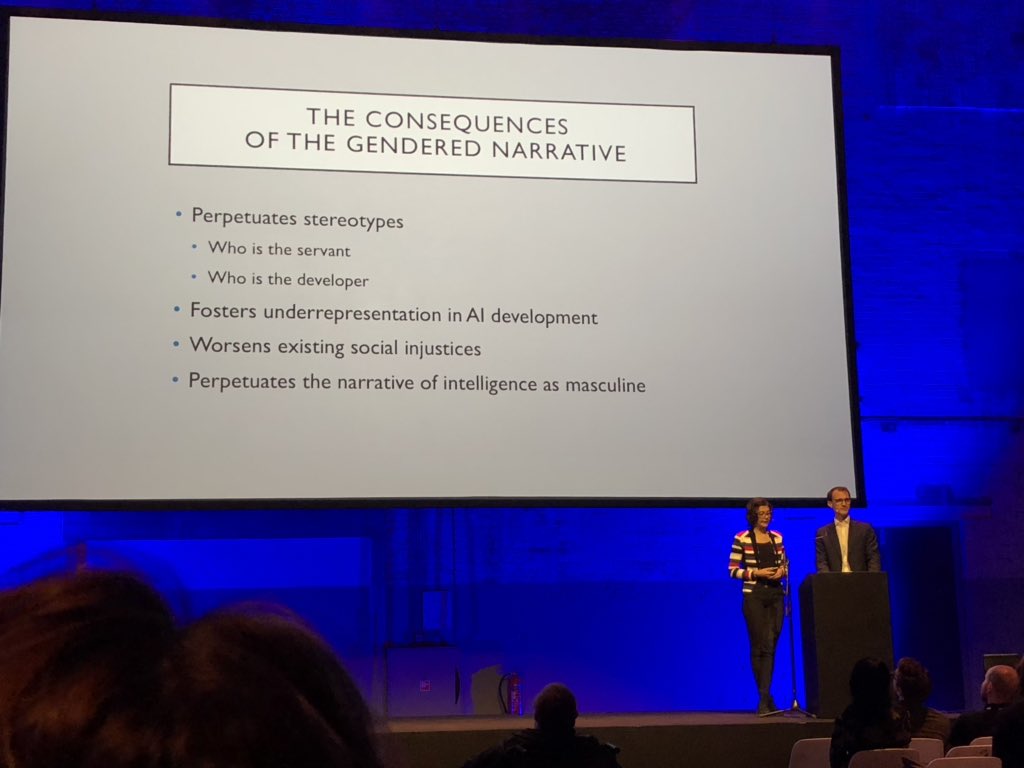 knnychn's tweet photo. πππ for the talk on @AI_Narratives and gender by Dr @stephenjcave & @DrDihal, which thoughtfully contextualized current biases around AI amidst centuries of gendered mythology, literature, and cultural reinforcement. To change this, we must change our narratives. #WSAI18 https://t.co/dhEthYMIPu