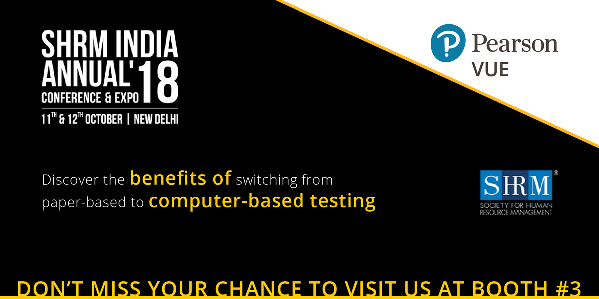 PearsonVUE's tweet image. Are you currently using #paperbasedexams? 

Meet us at booth 3 today at #SHRMIAC18 to find out the benefits of transitioning to #computerbasedtests. 

#HR #Indiacareers #talentassessment #Professionalcertification bit.ly/2dt1jVG
