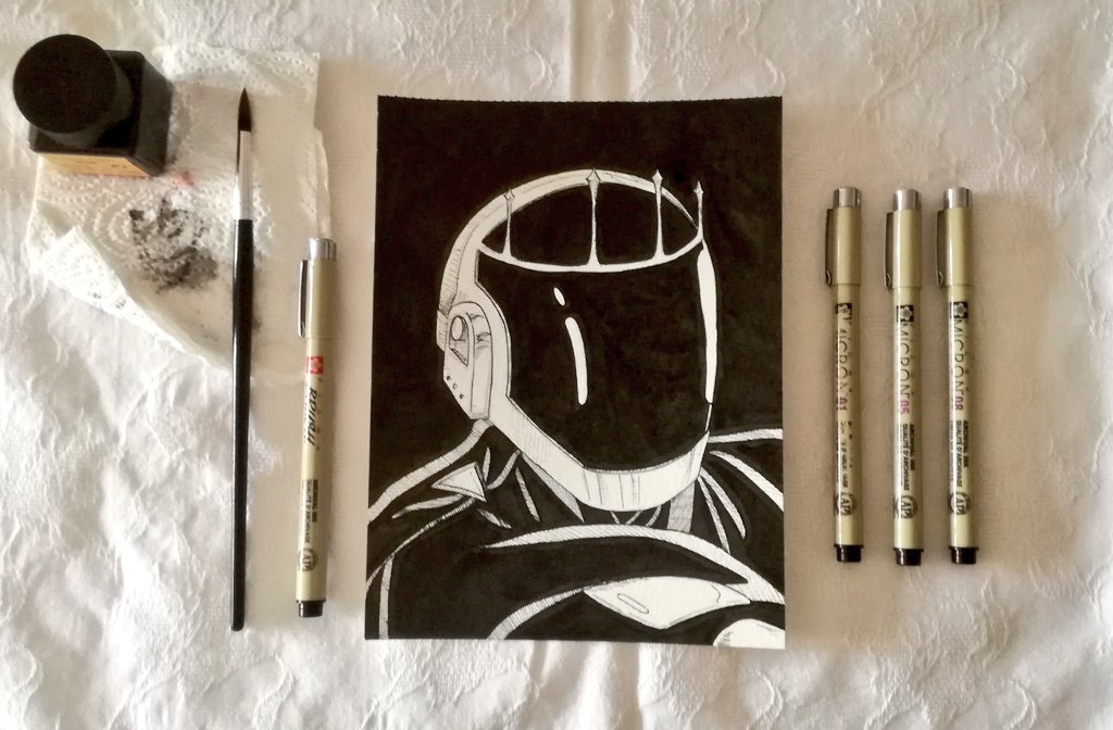 irenereruART's tweet photo. Day 11- Cruel
Daft Punk are anything but cruel... Except in the Overlords AU. So there.
#inktober2018 https://t.co/rDhFn4cxRn