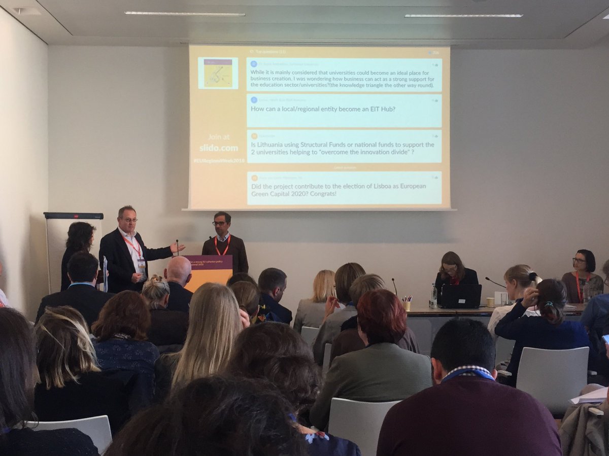 ClimateKIC's tweet photo. “Sometimes it’s just about bringing the right people together.” @mcherrett on @ClimateKIC’s convening power, bringing start-ups and universities together 

#EURegionsWeek #EWRC2018 https://t.co/U1xCHCgEIy