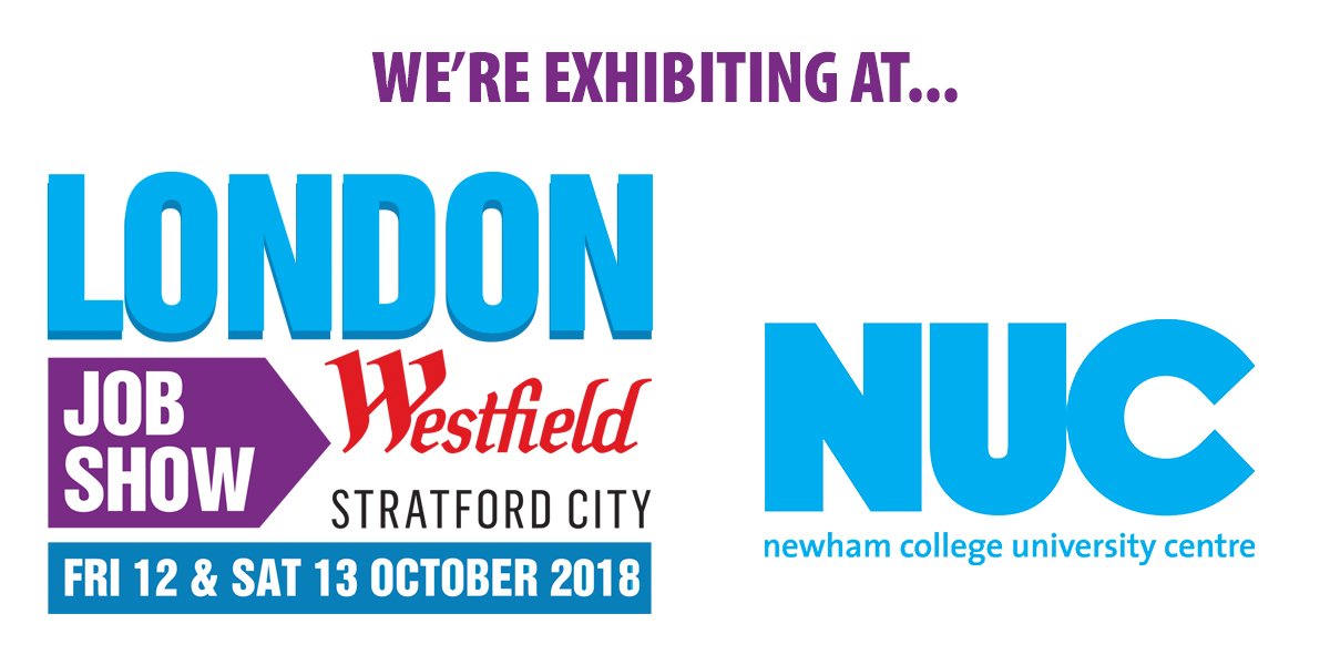 NUC_Newham's tweet photo. We'll be at the #londonjobfair in @westfieldstrat with @NewhamCollege this #weekend. We'll have information about #courses and #opportunities to #study. #Meet us on the first floor by the Food Court between 11 am - 6 pm on #Friday 12th or 10 am - 5 pm on #Saturday 13th October. https://t.co/ta0Xp97YNW