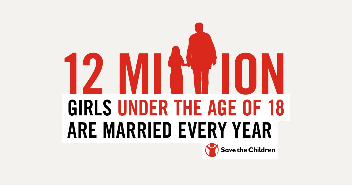 save_children's tweet photo. 12 million girls under the age of 18 are married every year. World leaders MUST do more to #EndChildMarriage! This #DayoftheGirl, read and share our new report NOW > https://t.co/CumVifF4ST https://t.co/wOJX2MmKj5