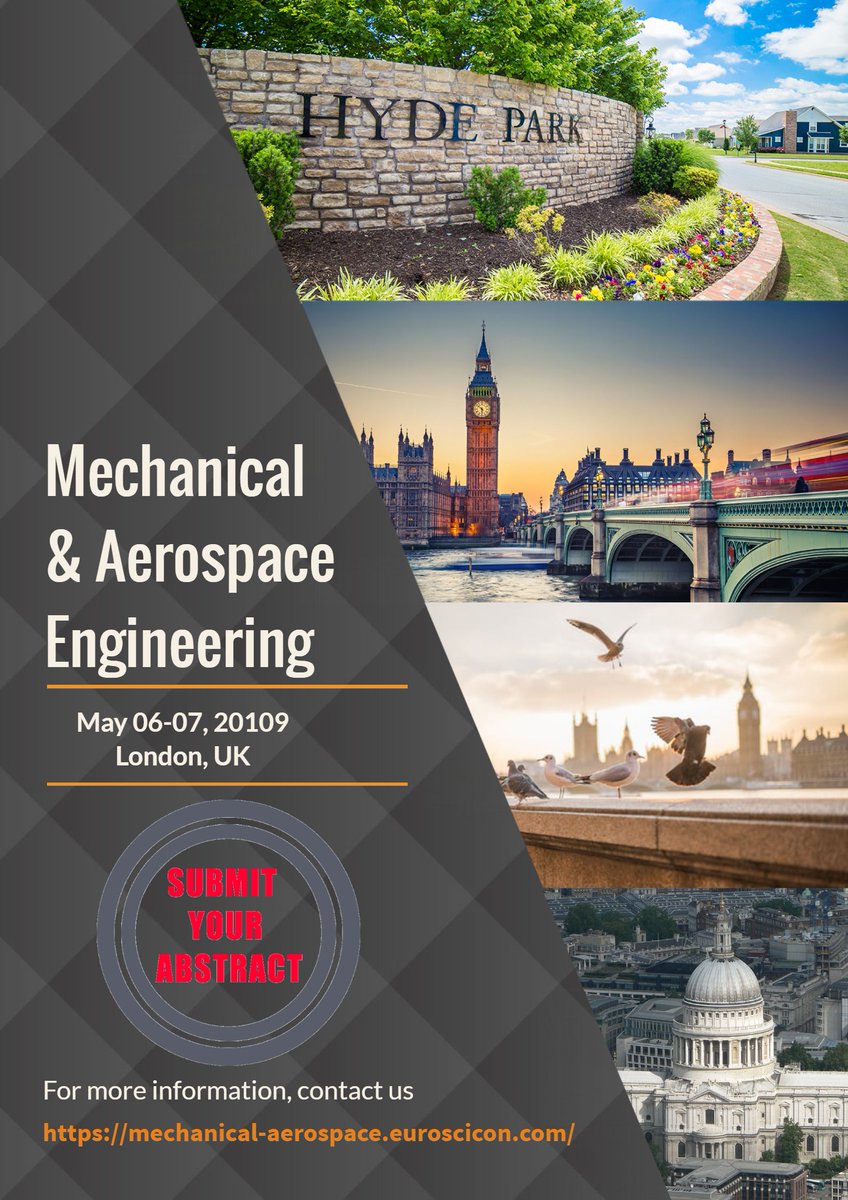 MechAero2019's tweet image. mechanical-aerospace.euroscicon.com/abstract-submi…
Submit your abstracts before the deadline ends.
#MechanicalEngineeringConference #AerospaceEngineeringconference #Mechatronics  #SystemEngineering #AeronauticalengineeringConference #AutomobileEngineeringConferences
Hurry now!!!! To avail special Discount