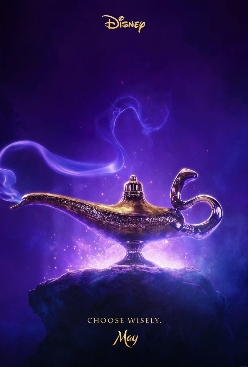 The first poster for #Disney’s #Aladdin, we should get our first teaser trailer today too.