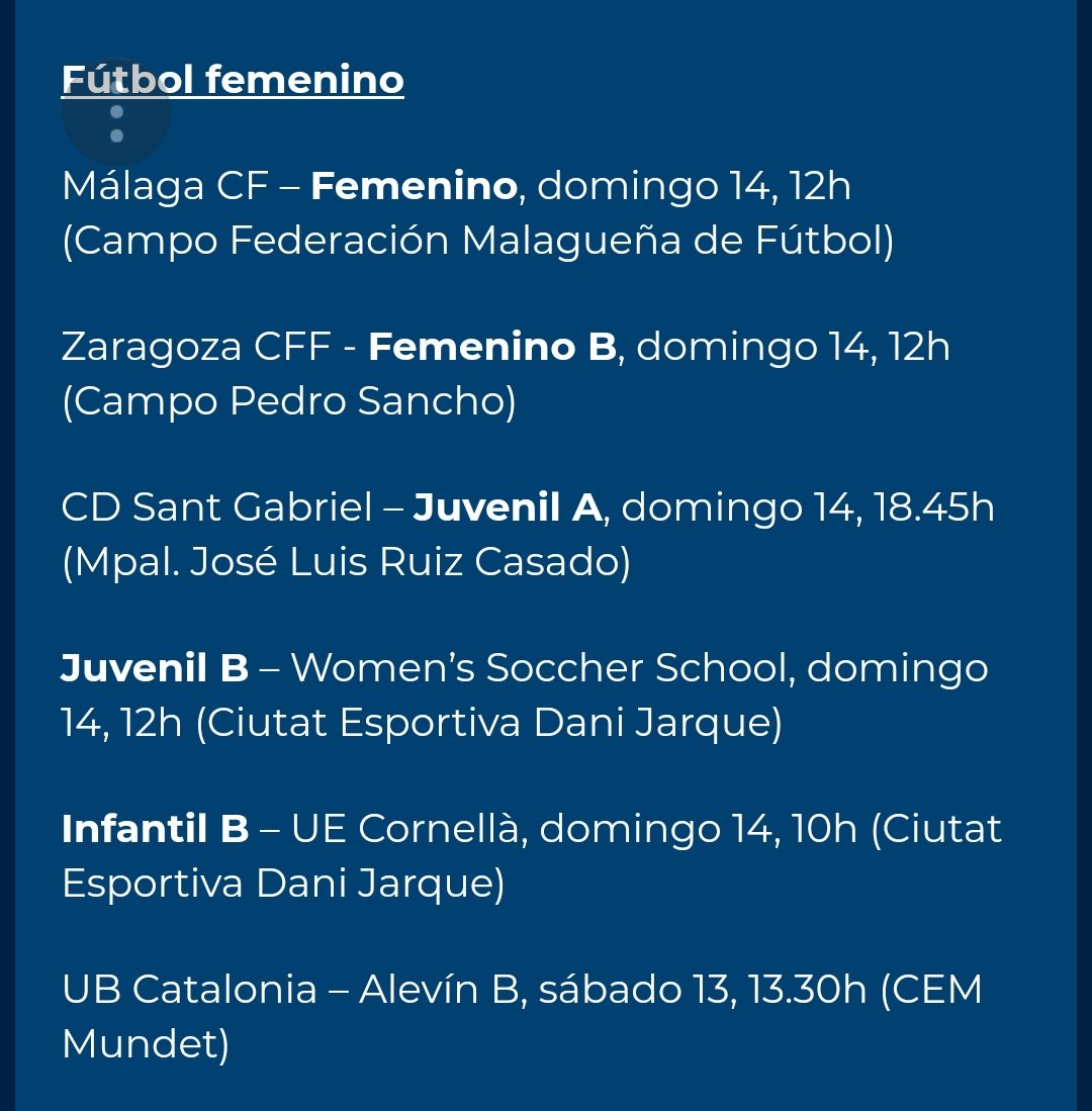 SomPlanter's tweet photo. Horarios fútbol base / #futfem https://t.co/xpEZkmtP40