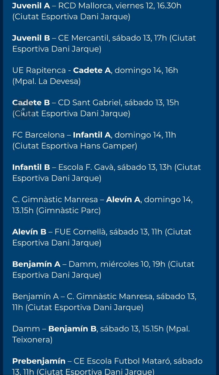 SomPlanter's tweet photo. Horarios fútbol base / #futfem https://t.co/xpEZkmtP40