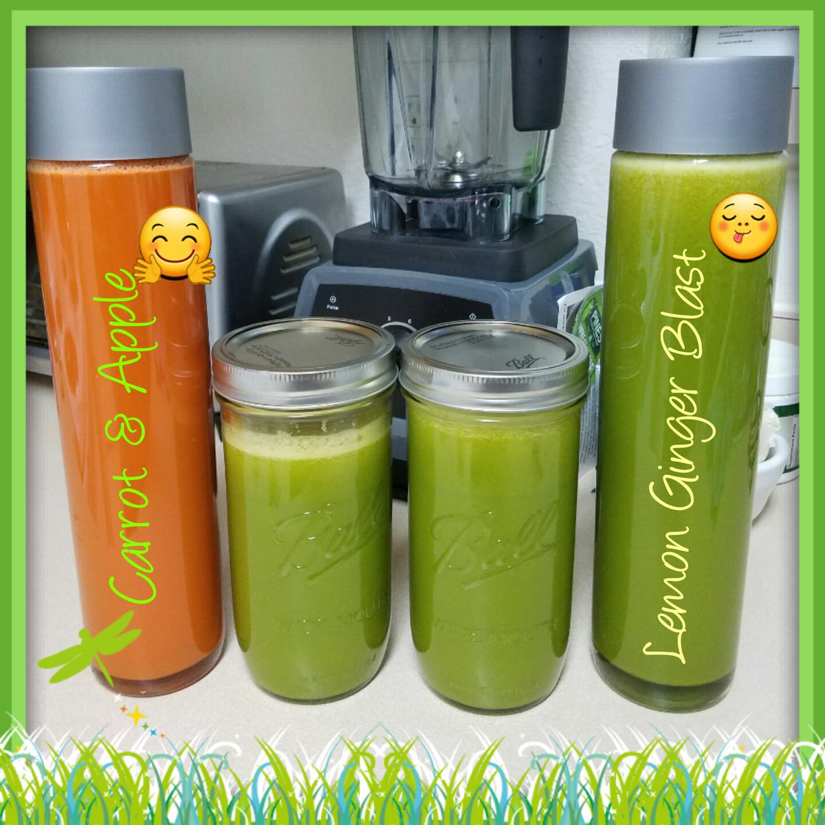Michell87520198's tweet photo. This is how I love to start my morning! 😊 It takes a little extra time in the kitchen, but I'd rather be in the #kitchen than the #doctor's office. 😉👍🏽 #CarrotJuice #GreenJuice #Juicing #LGB #LemonGingerBlast https://t.co/GPNsjKTlYz