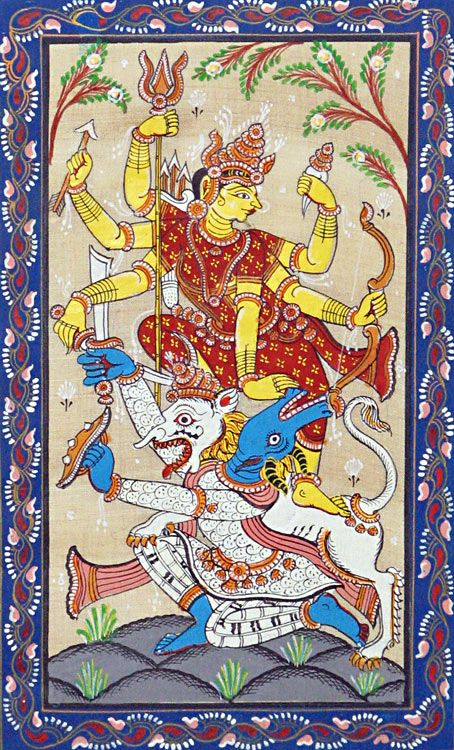  #PattaChitra  #PataChitra of  #Odisha are beautifull work of  #art  #handicraft they used  #natural  #colours on various cloths, silk too? now paper crept in! so did colors  #pastel  #water  #acrylic etcBut  #Devi  #Goddess  #Durga  #MahishasurMardini always there to protect & 2 Bless