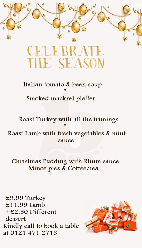 Always great to plan ahead, right? Call to make bookings for all your family or office Christmas parties - 01214712713